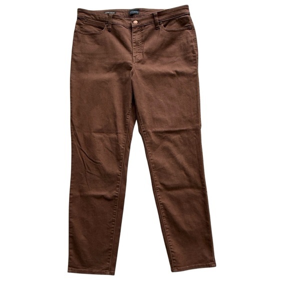 Talbots Women's Slim Ankle Jeans Brown Size 12 5-Pocket Chic Casual Stretch - Picture 1 of 6